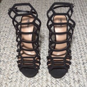 Black Strappy Heeled Sandals